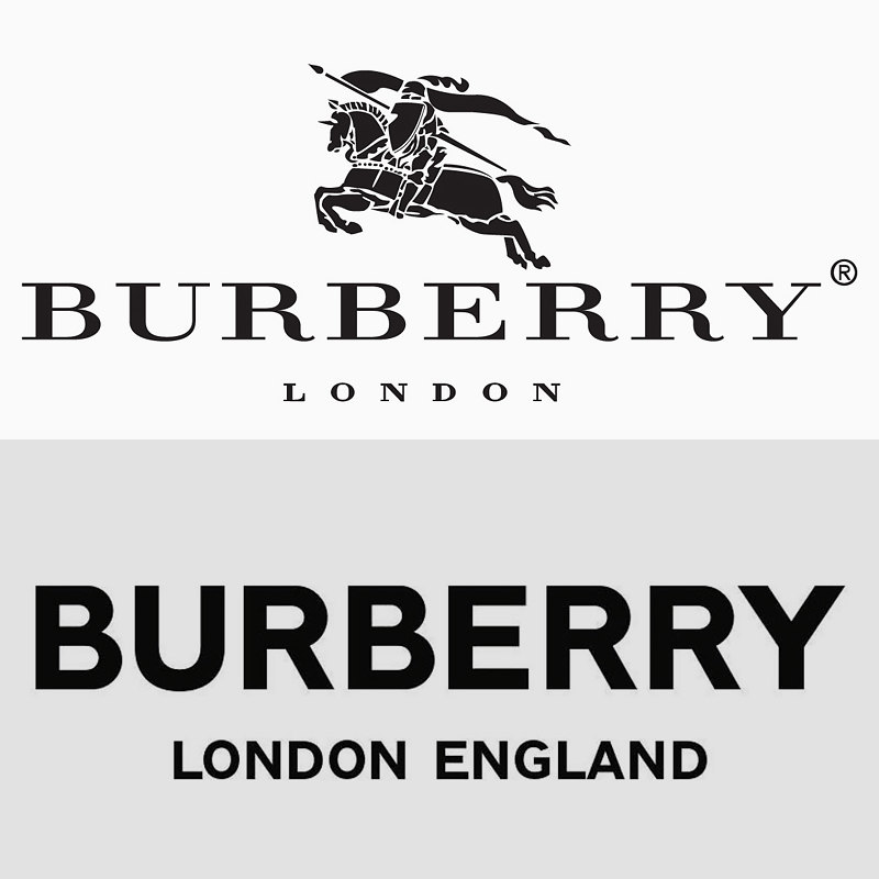 Старый и новый логотипы Burberry Старый и новый логотипы Burberry